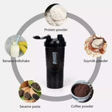 NNEOBA 3-Layer Protein Shaker Bottle Black
