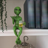 Alien Statue Drinking Beer Resin Novelty Sculpture