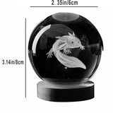 NNEOBA 3D Colorful Axolotl laser Crystal Ball night light