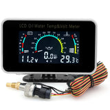 NNEOBA 3 in 1 LCD Gauge Oil Temperature Water Temperature And Voltmeter Black