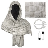 Medieval Vintage Hooded Shawl Scarf Cloak For Men Women Renaissance Halloween Tattered Layered Textured Frayed Cosplay Costume