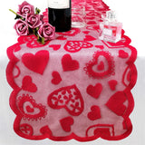 NNEOBA Elegant Valentine's Day Lace Table Runner Set - Red Poinsettia Design
