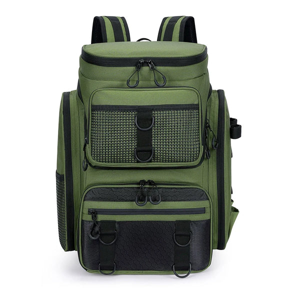 NNEOBA Tackle Backpack with Rod Holders Camping Green