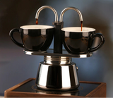 NNEOBA  Mini Moka Pot 200ml Double-Tube Espresso Coffee Maker Silver