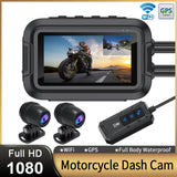 NNEOBA Dual 1080P Motorcycle Cam WiFi + GPS 64 GB Black