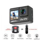 NNEOBA 5K Action Camera with Touchscreen Waterproof Black