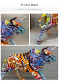 NNEOBA Graffiti Bull Figurine: Artistic Feng Shui Decor for Home and Office