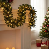 Christmas Garland Wreath, 2.7M Artificial Pine Rattan with LED Lights, Hanging Decor for Xmas Tree, Home Party, Door, Fireplace