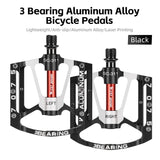 NNEOBA 3-Bearing CNC Aluminum Bike Pedals Anti-Slip Black