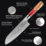 NNEOBA 7-Inch VG10 Damascus Steel Chef Knife  Razor Sharp Red