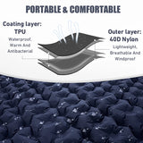 NNEOBA Double Inflatable Camping Mattress with Built-in Pillow Pump Navy Blue