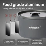 NNEOBA Portable Aluminum Camping Cookware Kit Grey