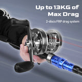 NNEOBA Flag Round Baitcasting Reel 5000 13kg Max DragRight Hand Silver