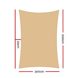 NNEDSZ Shade Sail 3x6m Rectangle 280GSM 98% Sand Shade Cloth