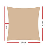 NNEDSZ Shade Sail 5x5m Square 280GSM 98% Sand Shade Cloth