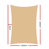NNEDSZ Shade Sail 2x4m Rectangle 185GSM 95% Sand Shade Cloth