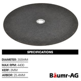 NNEMB 5 x 355mm Abrasive Composite Blade, for Metal Cut Off Saw