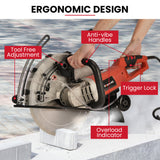 NNEMB 3500W 350mm/14' Electric Concrete Demolition Cut-Off Saw, Wet and Dry Cutting, Diamond Blade, Vacuum Port, 15A Plug