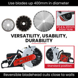 NNEMB 400mm Professional Concrete Demolition Saw 94cc 2-Stroke, Wet and Dry Demo Cutting, 16' Diamond Blade, Anti-Vibration System