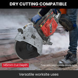 NNEMB 400mm Professional Concrete Demolition Saw 94cc 2-Stroke, Wet and Dry Demo Cutting, 16' Diamond Blade, Anti-Vibration System