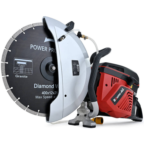 NNEMB 400mm Professional Concrete Demolition Saw 94cc 2-Stroke, Wet and Dry Demo Cutting, 16' Diamond Blade, Anti-Vibration System