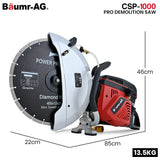 NNEMB 400mm Professional Concrete Demolition Saw 94cc 2-Stroke, Wet and Dry Demo Cutting, 16' Diamond Blade, Anti-Vibration System
