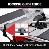 NNEMB 2000W 255mm 10' Compound Table Saw, with Stand, Expandable Worktop, Vacuum Port, 45 Degree Bevel, +/- 45 Degree Mitre, Anti-tip