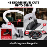 NNEMB 2000W 255mm 10' Compound Table Saw, with Stand, Expandable Worktop, Vacuum Port, 45 Degree Bevel, +/- 45 Degree Mitre, Anti-tip