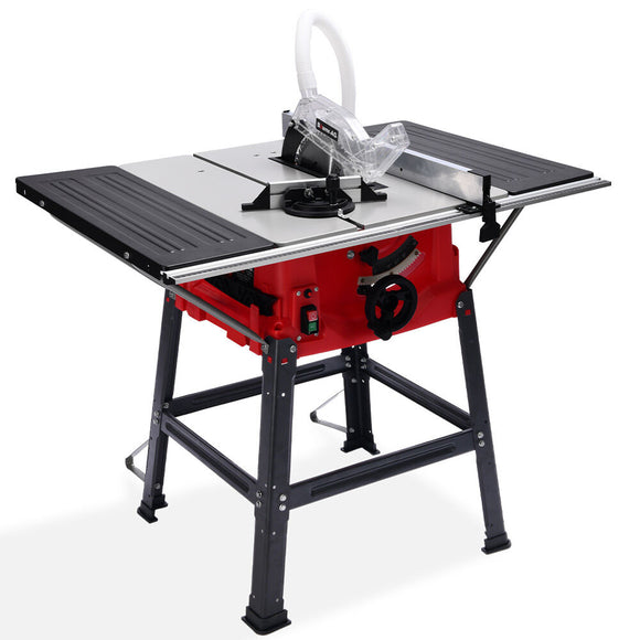 NNEMB 2000W 255mm 10' Compound Table Saw, with Stand, Expandable Worktop, Vacuum Port, 45 Degree Bevel, +/- 45 Degree Mitre, Anti-tip