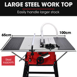 NNEMB 2000W 255mm 10' Compound Table Saw, with Stand, Expandable Worktop, Vacuum Port, 45 Degree Bevel, +/- 45 Degree Mitre, Anti-tip