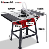 NNEMB 2000W 255mm 10' Compound Table Saw, with Stand, Expandable Worktop, Vacuum Port, 45 Degree Bevel, +/- 45 Degree Mitre, Anti-tip
