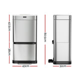 NNEDSZ 70L Motion Sensor Bin Pedal Bins Automatic Siver