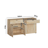 NNEED Sideboard High Gloss 4 Doors 2 Drawers Natural