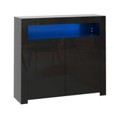 NNEED Buffet Sideboard LED RGB High Gloss 2 Doors Black