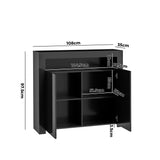 NNEED Buffet Sideboard LED RGB High Gloss 2 Doors Black