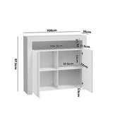 NNEED Buffet Sideboard LED RGB High Gloss 2 Doors White
