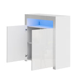 NNEED Buffet Sideboard LED RGB High Gloss 2 Doors White