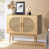 NNEED Rattan Sideboard Hallway Shelf Wood