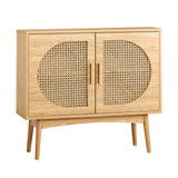NNEED Rattan Sideboard Hallway Shelf Wood