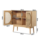 NNEED Rattan Sideboard Hallway Shelf Wood