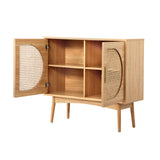 NNEED Rattan Sideboard Hallway Shelf Wood