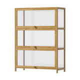 NNEED Display Cabinet 3-Tier Shelves Clear Oak