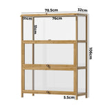 NNEED Display Cabinet 3-Tier Shelves Clear Oak
