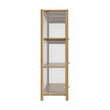 NNEED Display Cabinet 3-Tier Shelves Clear Oak