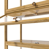 NNEED Display Cabinet 3-Tier Shelves Clear Oak