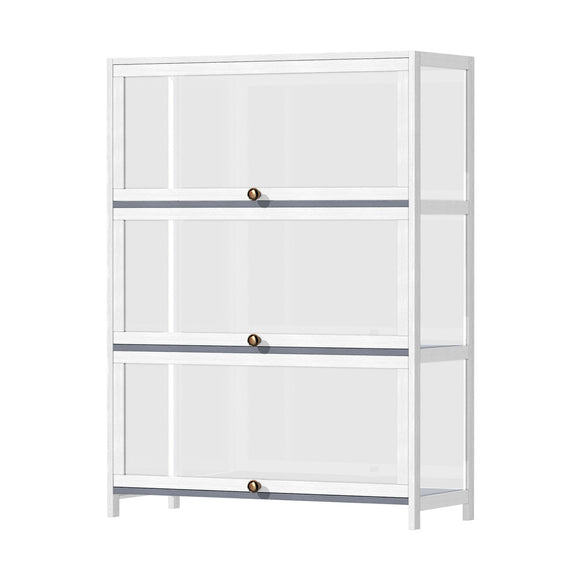 NNEED Display Cabinet 3 Tiers Clear Door White