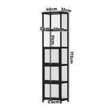 NNEED Display Cabinet Slim 5-Tier Clear Black