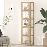 NNEED Display Cabinet Slim 5-Tier Shelves Clear Oak