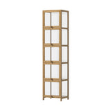 NNEED Display Cabinet Slim 5-Tier Shelves Clear Oak