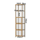 NNEED Display Cabinet Slim 5-Tier Shelves Clear Oak